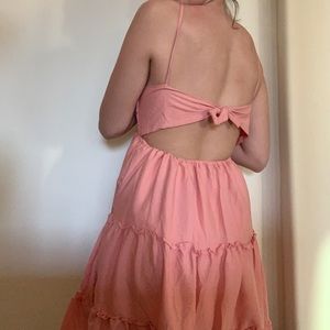 Salmon Open Back Dress